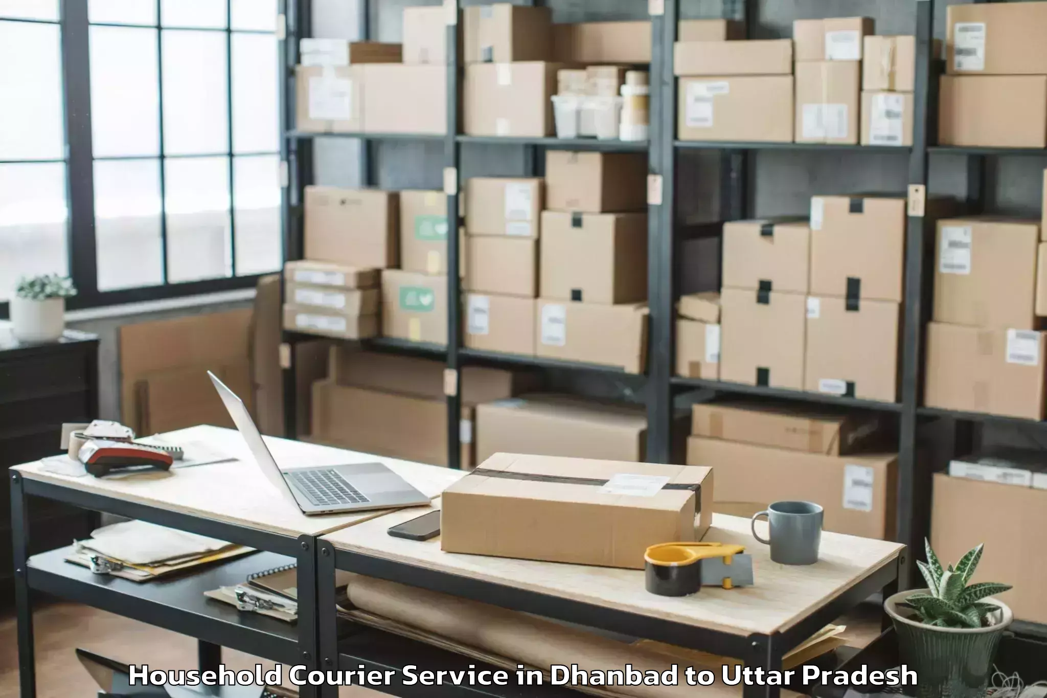 Efficient Dhanbad to Maharishi University Lucknow Household Courier